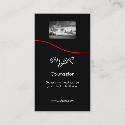 Monogram Counselling Services red swoosh Business Card