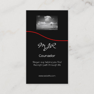 Monogram, Counselling Services, red swoosh Business Card