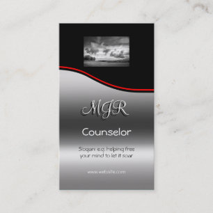 Monogram, Counselling Services, red swoosh Business Card