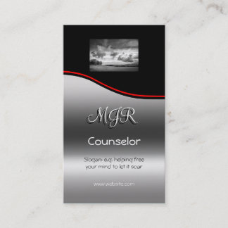 Monogram, Counselling Services, red swoosh Business Card