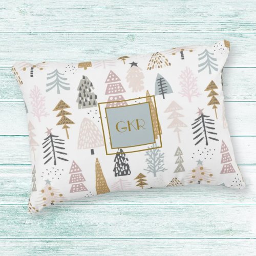 Monogram Country Christmas Trees 16x12 Accent Pillow