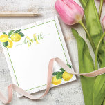 Monogram country lemons watercolor on rustic wood notepad<br><div class="desc">Freshen up your to do lists with this beautiful, chic, simple, modern, custom monogram name notepad. Fresh, rustic, country watercolor lemons and green leaves, along with grass green handwritten script typography, overlay a country, weathered white wood background. Personalize with your name and monogram initial. Makes a stylish statement every time...</div>