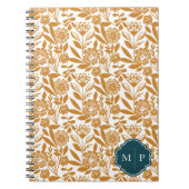 Monogram Country Style Bold Floral Pattern Yellow Notebook (Front)