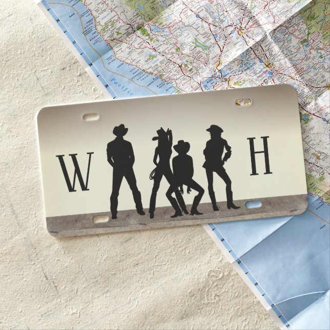 Monogram Country Western Fun License Plate (In Situ)