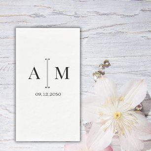 Monogram Couple Date Simple Minimal Wedding Paper Guest Towels