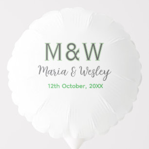 Monogram couple gray green modern romantic date si balloon