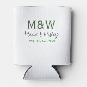 Monogram couple gray green modern romantic date si can cooler