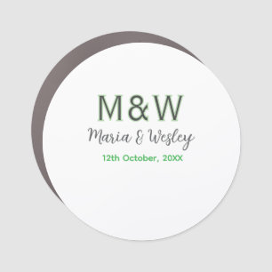 Monogram couple gray green modern romantic date si car magnet