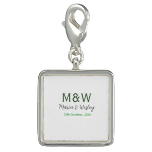 Monogram couple gray green modern romantic date si charm