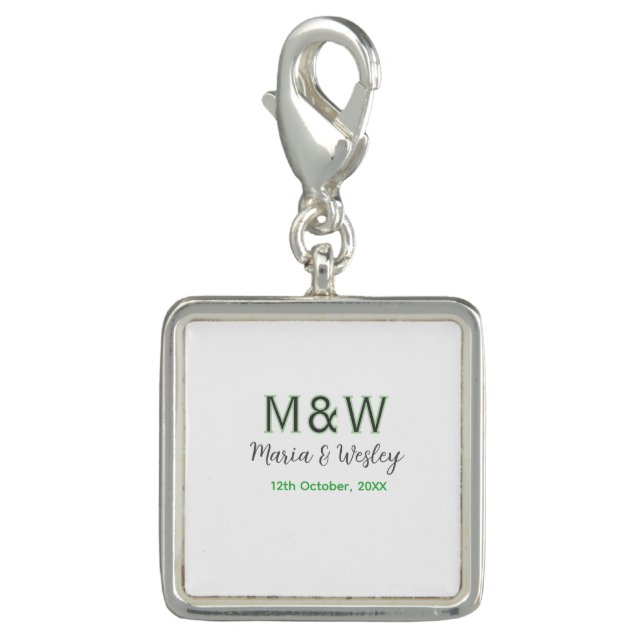 Monogram couple gray green modern romantic date si charm (Front)