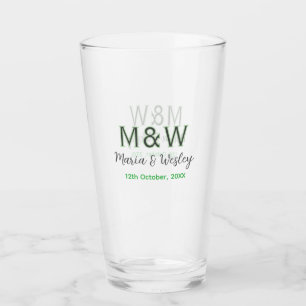 Monogram couple gray green modern romantic date si glass