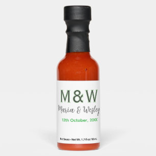 Monogram couple gray green modern romantic date si hot sauces