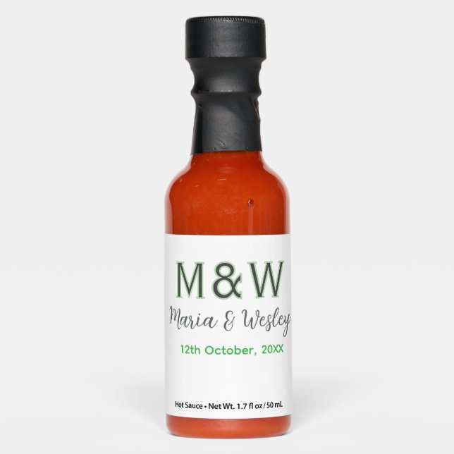Monogram couple gray green modern romantic date si hot sauces (Front)