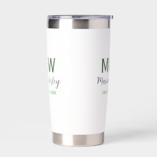 Monogram couple gray green modern romantic date si insulated tumbler