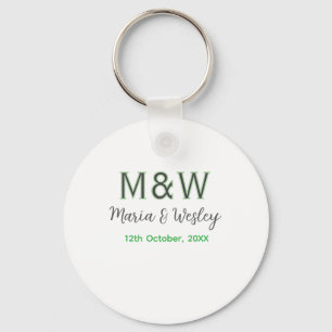 Monogram couple gray green modern romantic date si keychain
