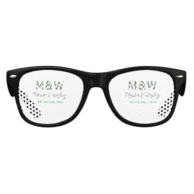 Monogram couple gray green modern romantic date si kids sunglasses (Front)