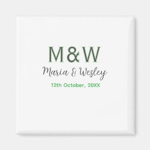 Monogram couple gray green modern romantic date si magnet