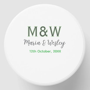 Monogram couple gray green modern romantic date si mini candle favors
