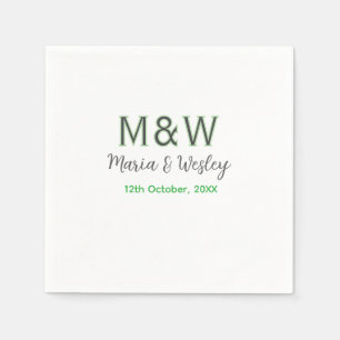 Monogram couple gray green modern romantic date si napkins