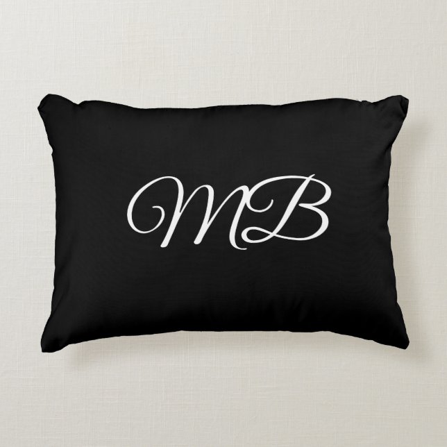 Monogram Couple Initial Black White Gift Favor Accent Pillow (Front)