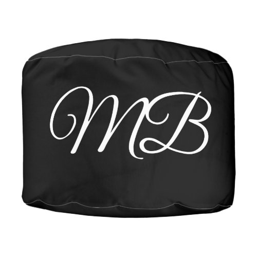 Monogram Couple Initial Black White Simple Decor Pouf