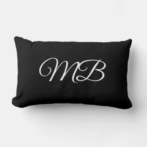 Monogram Couple Initial Black White Simple Trendy Lumbar Pillow