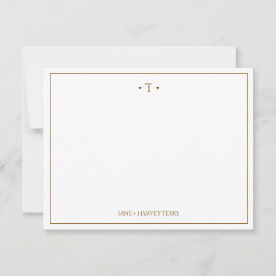 Monogram Couple Initials Brown Custom Wedding Note Card