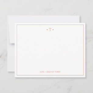 Monogram Couple Initials Coral Custom Wedding Note Card