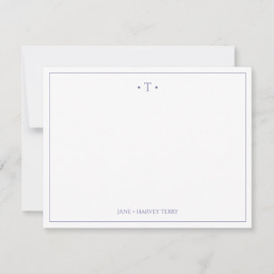 Monogram Couple Initials Lavender Custom Wedding Note Card