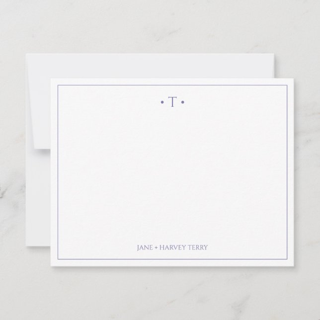 Monogram Couple Initials Lavender Custom Wedding Note Card (Front)