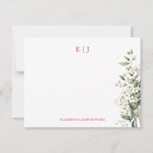 Monogram Couple Initials Personalized Christmas Note Card