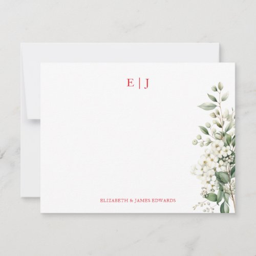 Monogram Couple Initials Personalized Christmas  Note Card