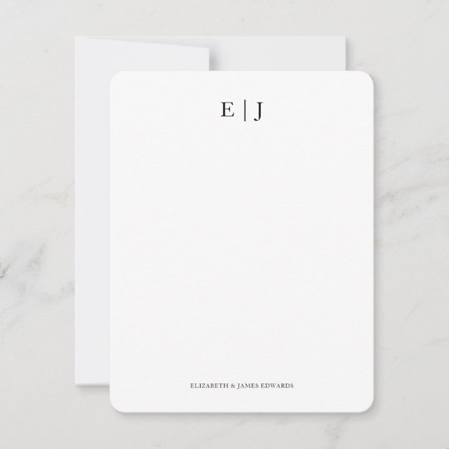 Monogram Couple Initials Personalized Vertical Note Card (Front)