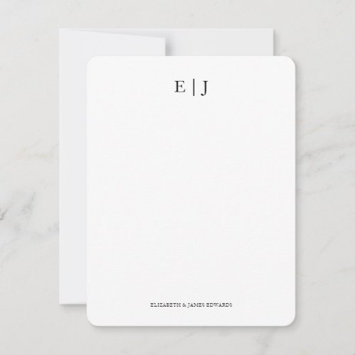 Monogram Couple Initials Personalized Vertical Note Card