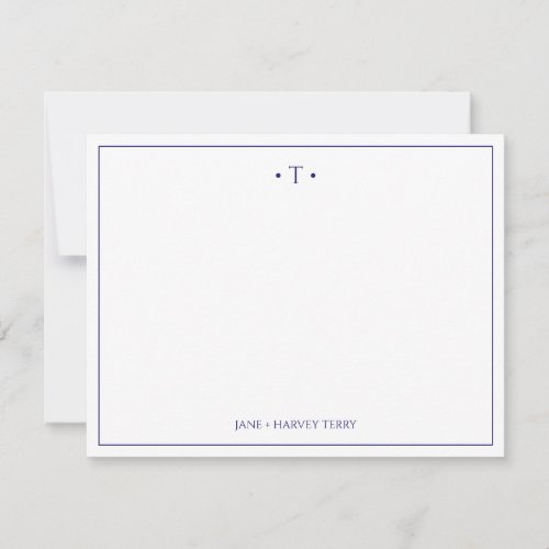 Monogram Couple Initials Royal Blue Custom Wedding Note Card