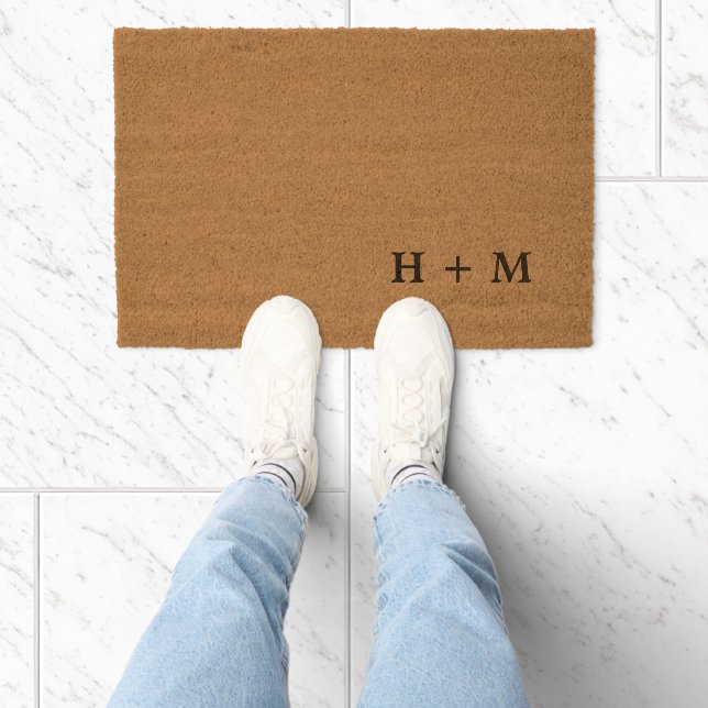 Monogram Couple Initials Wedding Housewarming Gift Fiber Doormat (Insitu)