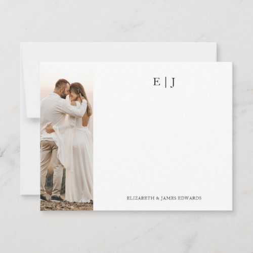 Monogram Couple Initials with Photo Personalized Note Card