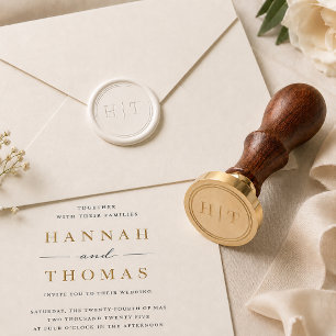 Monogram Couple Modern Minimal Wedding Invitation Wax Seal Stamp