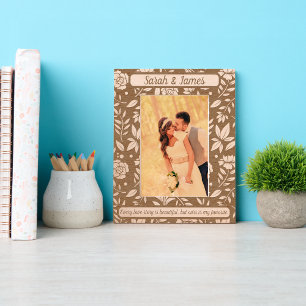 Monogram Couple Names Botanical Floral Quote Engraved Frames