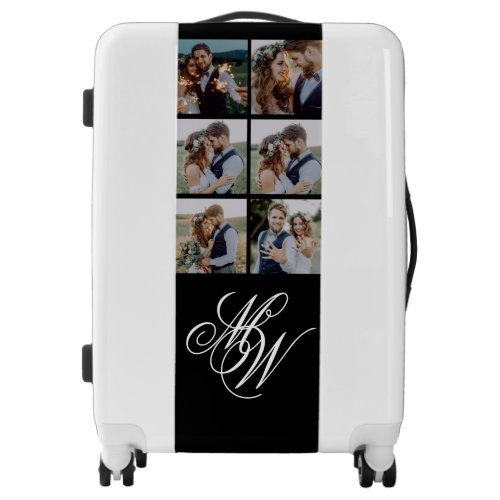 Monogram Couple Photo Grid Honeymoon Luggage