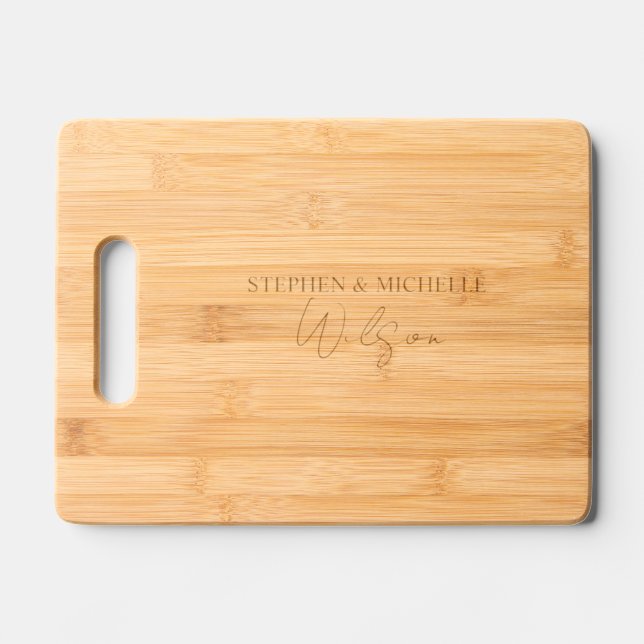 Monogram Couple Wedding House Warming New Home Engraved Cutting Board (Front)