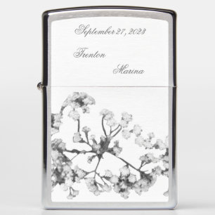 Monogram Couples Baby's-Breath Wedding Anniversary Zippo Lighter
