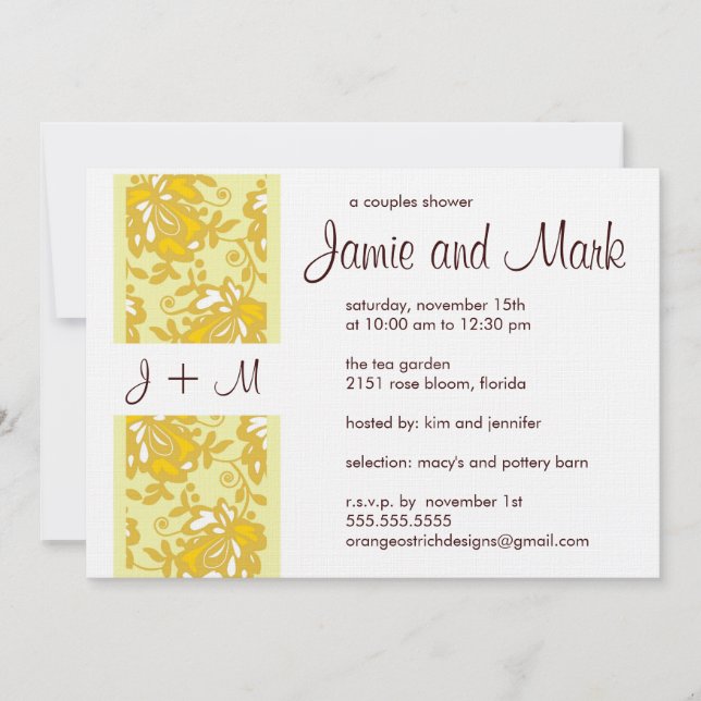 Monogram Couples Shower Invitation (Front)