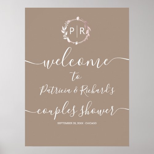 Monogram Couples Shower Welcome Sign