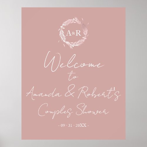 Monogram Couples Shower Welcome Sign Board