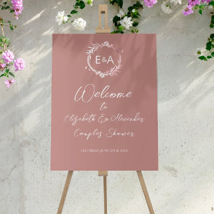 Monogram Couples Shower Welcome Sign Board