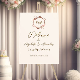 Monogram Couples Shower Welcome Sign Board