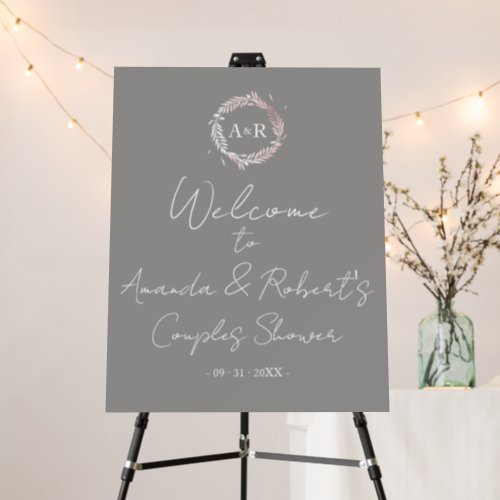 Monogram Couples Shower Welcome Sign Board