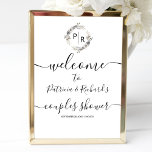 Monogram Couples Shower Welcome Sign Foam Board<br><div class="desc">A simple chic monogram watercolor floral gray, cream and beige couples shower welcome sign foam board. Easy to personalize with your details. Modern boho couples shower welcome sign foam board editable, customizable, calligraphy handwritten font, simple, elegant. CUSTOMIZATION: If you need design customization, please contact me through chat; if you need...</div>