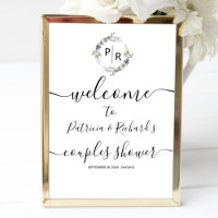 Monogram Couples Shower Welcome Sign Foam Board